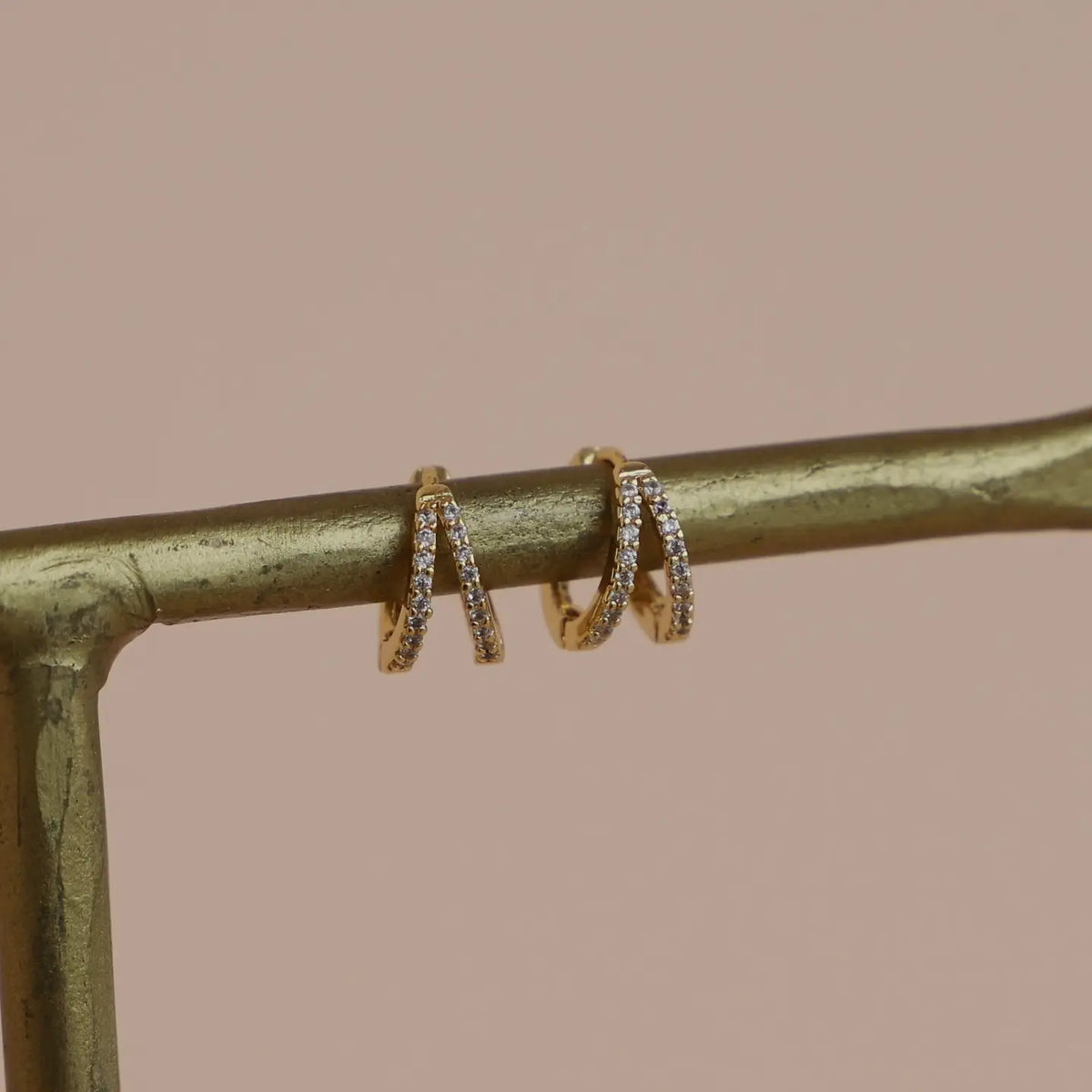 Double Cz Huggie Hoops