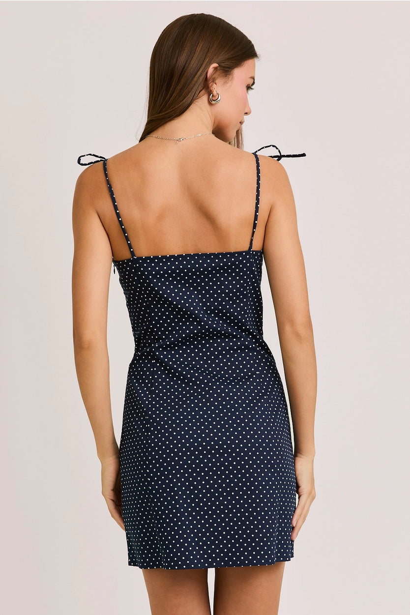 Natalie Navy Polka Dot Dress
