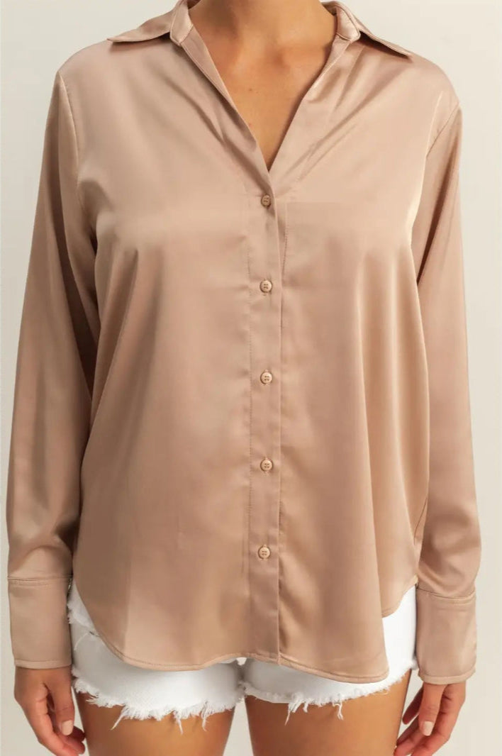 Rosé Button Up Top