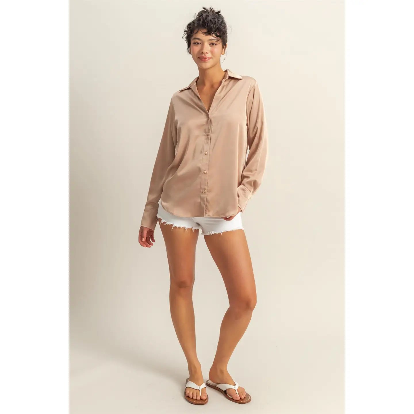 Rosé Button Up Top