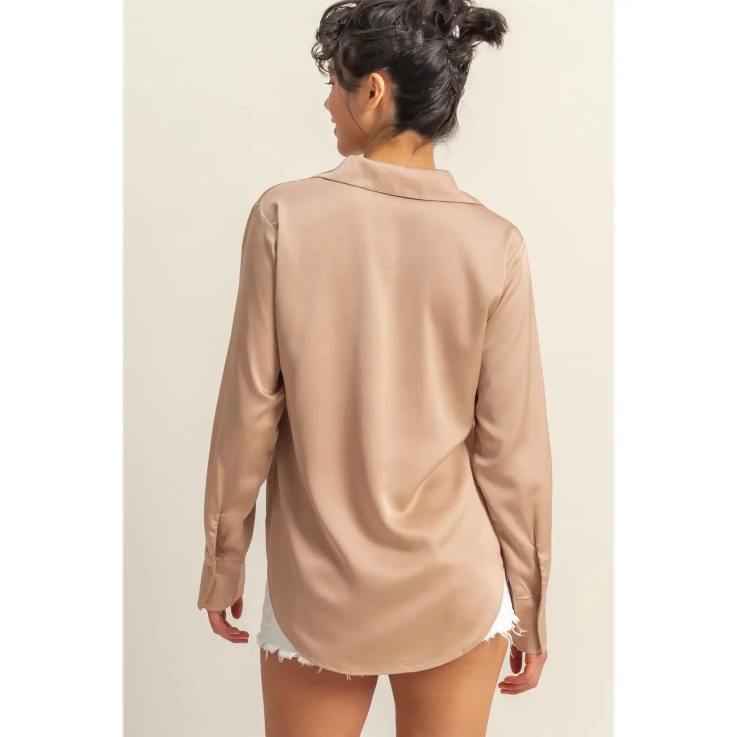 Rosé Button Up Top