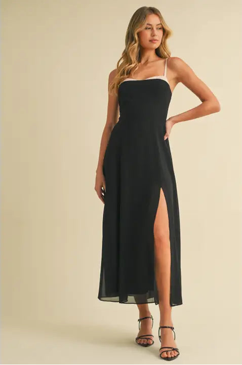 Love You To The Moon Black Midi Dress