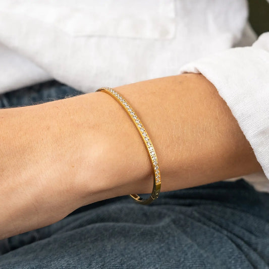 Gold Lined Tennis Bangle