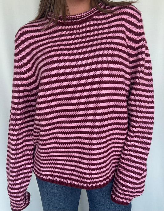 Bailey Sweater in Burgundy & Pink