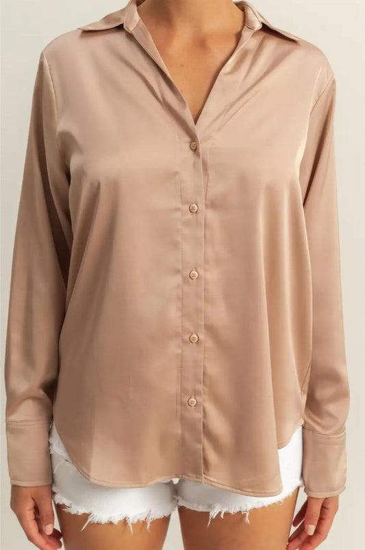 Rosé Button Up Top