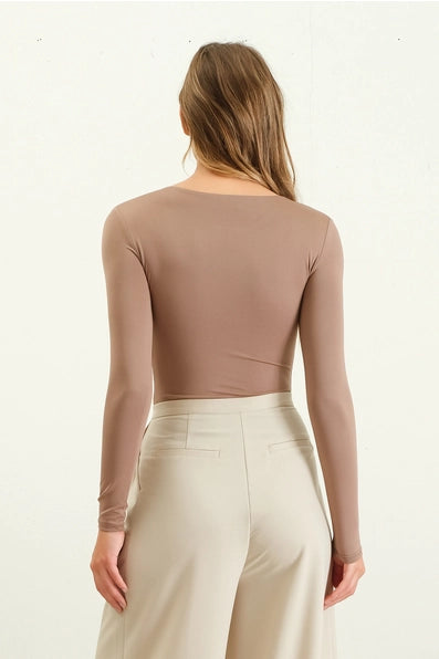 Essential Long Sleeve Bodysuit - Taupe